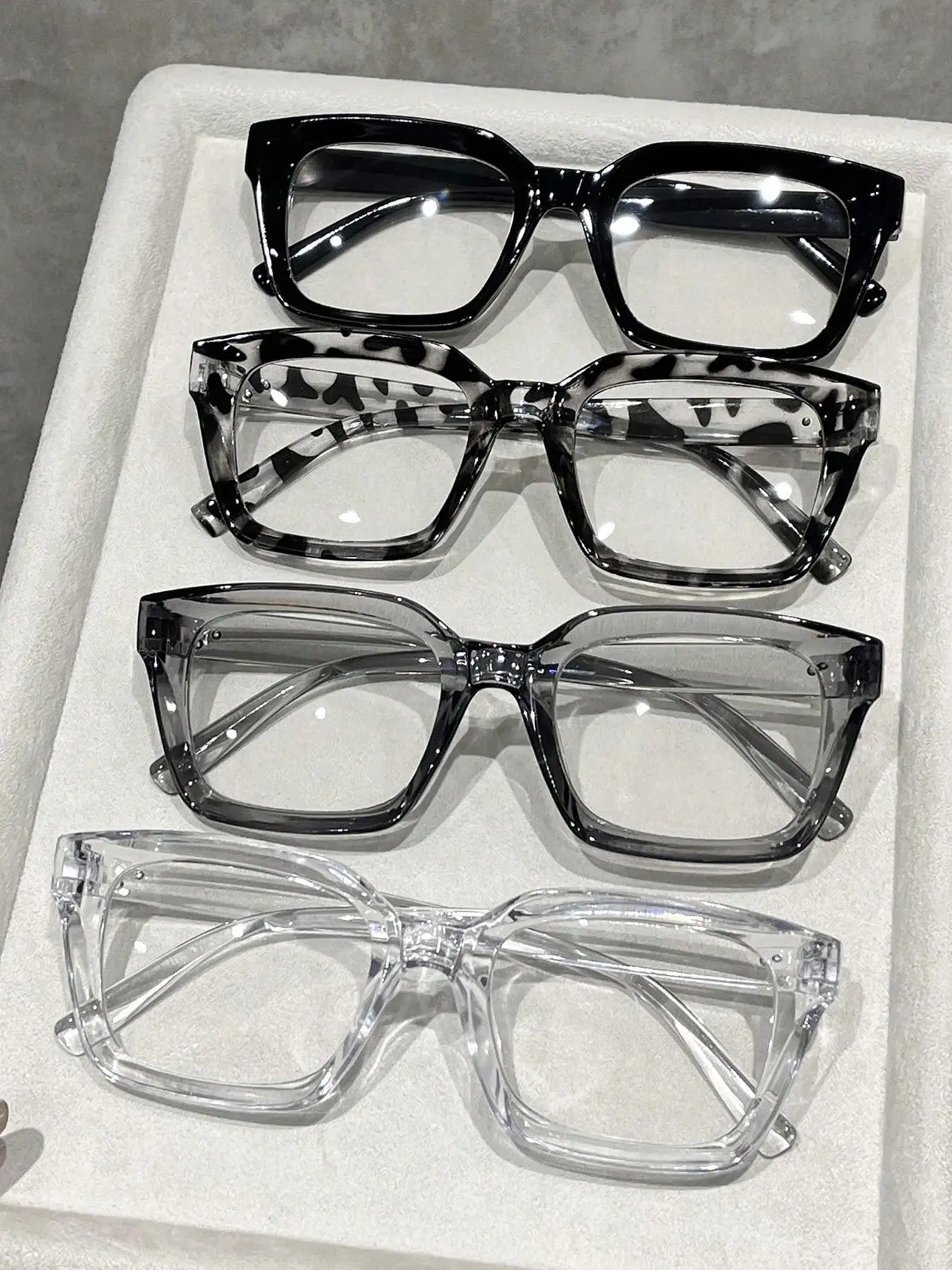 4 Pairs Unisex Small Frame Blue Light Blocking Glasses, Simple Daily Use, Everyday Eyewear, Square Frames, Square Eyeglasses, Suitable for Work, Fashion, Reading, Lightweight Eyewear