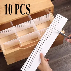 10 Adjustable Drawer Storage Boxes  Plastic Grid Drawer Dividers  16.14inch x 2.75inch , Space Saving Storage, Suitable for Clothes, Underwear, Socks, Wardrobe Organization, Home Storage