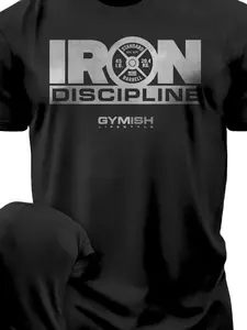 Gymish Lifestyle Men's Iron Discipline Motivational Workout T-Shirt - Gym Shirt with Fitness Slogans, Short Sleeve Round Neck Casual Training Top, Machine Washable for Weightlifting,, Gymnastics & Year-Round Wear