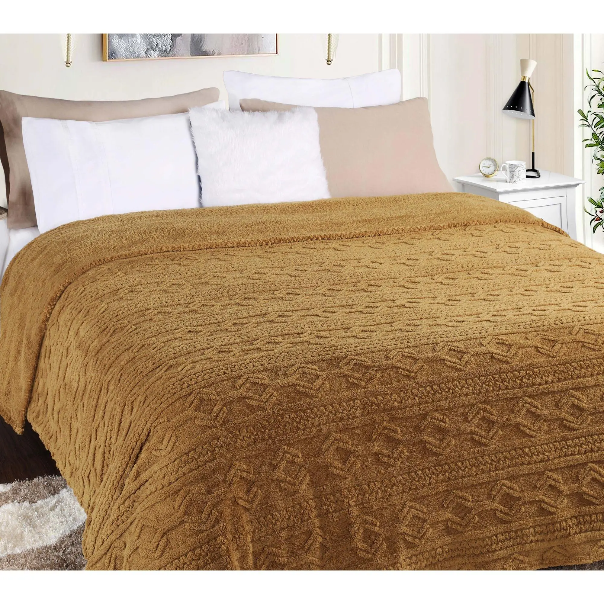 Superior Boho Knit Jacquard Fleece Fluffy Blanket - King Superior Boho Knit Jacquard Fleece Fluffy Blanket - King