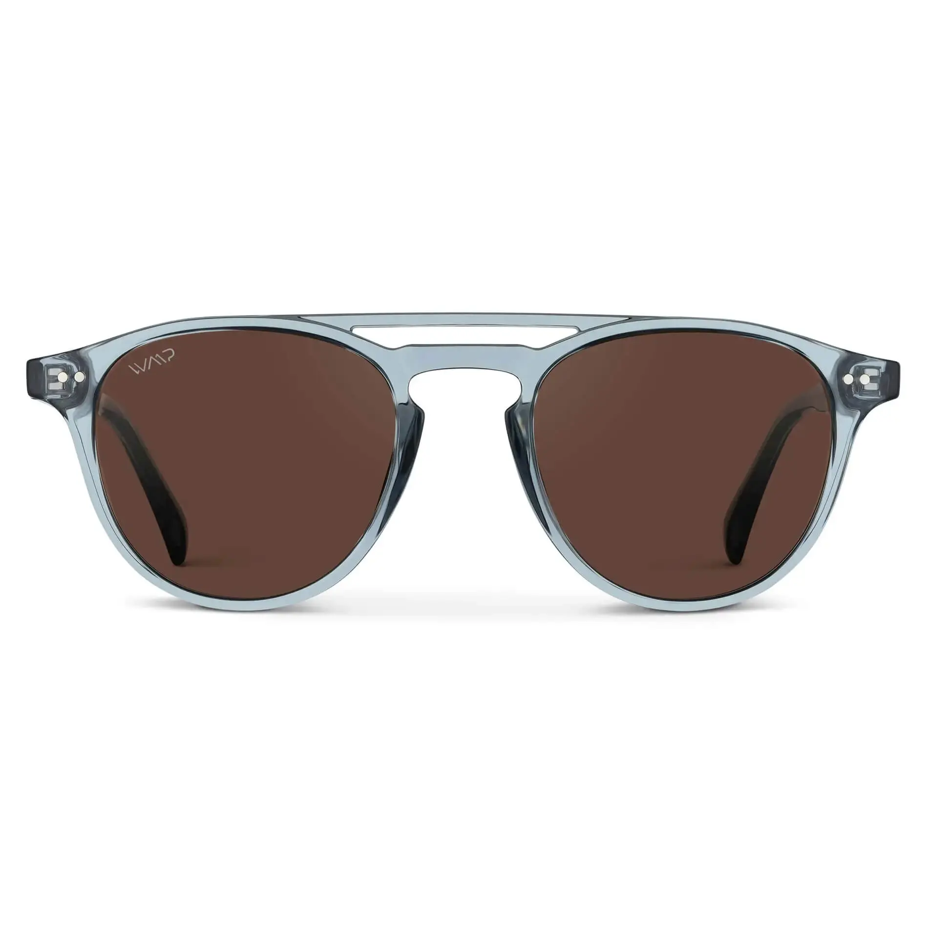 WMP Eyewear Easton Men's Polarized Sunglasses - Round Acetate Frame, Bold Double Bridge, TAC Lenses, Stainless Steel Hinges