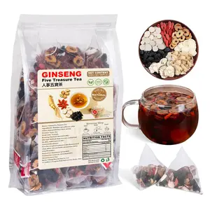 Kidney Cleanse & Vitality Support - Ginseng Goji Red Date Maca + Five Treasure Tea 20 Bags,Boost Energy & Men’s Wellness Daily Balance Beverage Natural Herbal Blend