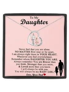Inspirational Gift To Daughter From Dad | "I Love You Forever" Heart Necklace | Birthday Jewelry Present for Her