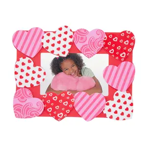6 1/2" x 5" Valentine's Day Heart Picture Frame Magnet Craft Kit - Makes 12