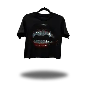 TheDriveClothing Diamond Teeth Crop Top – Y2K Streetwear Graphic Crop Tee, TikTok Viral Biker Fashion, Grunge Alt Girl Aesthetic, Urban Festival Summer Outfit, Multicolor Streetwear Top