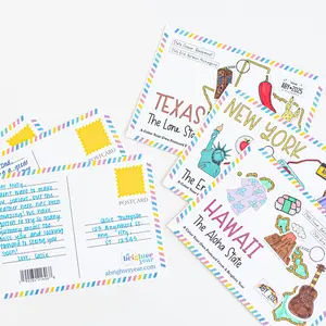 Color-Your-Own State Postcards Roadtrip Trinkets Collection- 5x7 Color-Your-Own Postcards for Every State