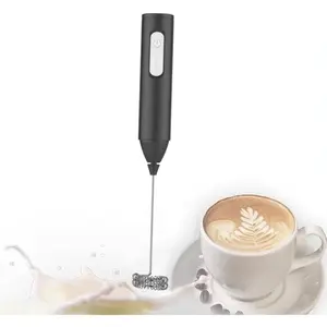 Rechargeable Milk Frother Handheld, Electric Drink Mixer with USB-C and Stainless Steel Whisk,  Maker for Lattes, Matcha, Cappuccino, Frappes, Hot  - Black, Portable