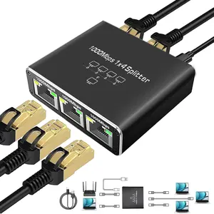 Gigabit Ethernet Splitter 1 to 4 High Speed, 1000Mbps LAN Splitter (4 Devices Simultaneous Networking), RJ45 Splitter Adapter with USB Power , Internet Splitter for Cat5/5e/6/7/8