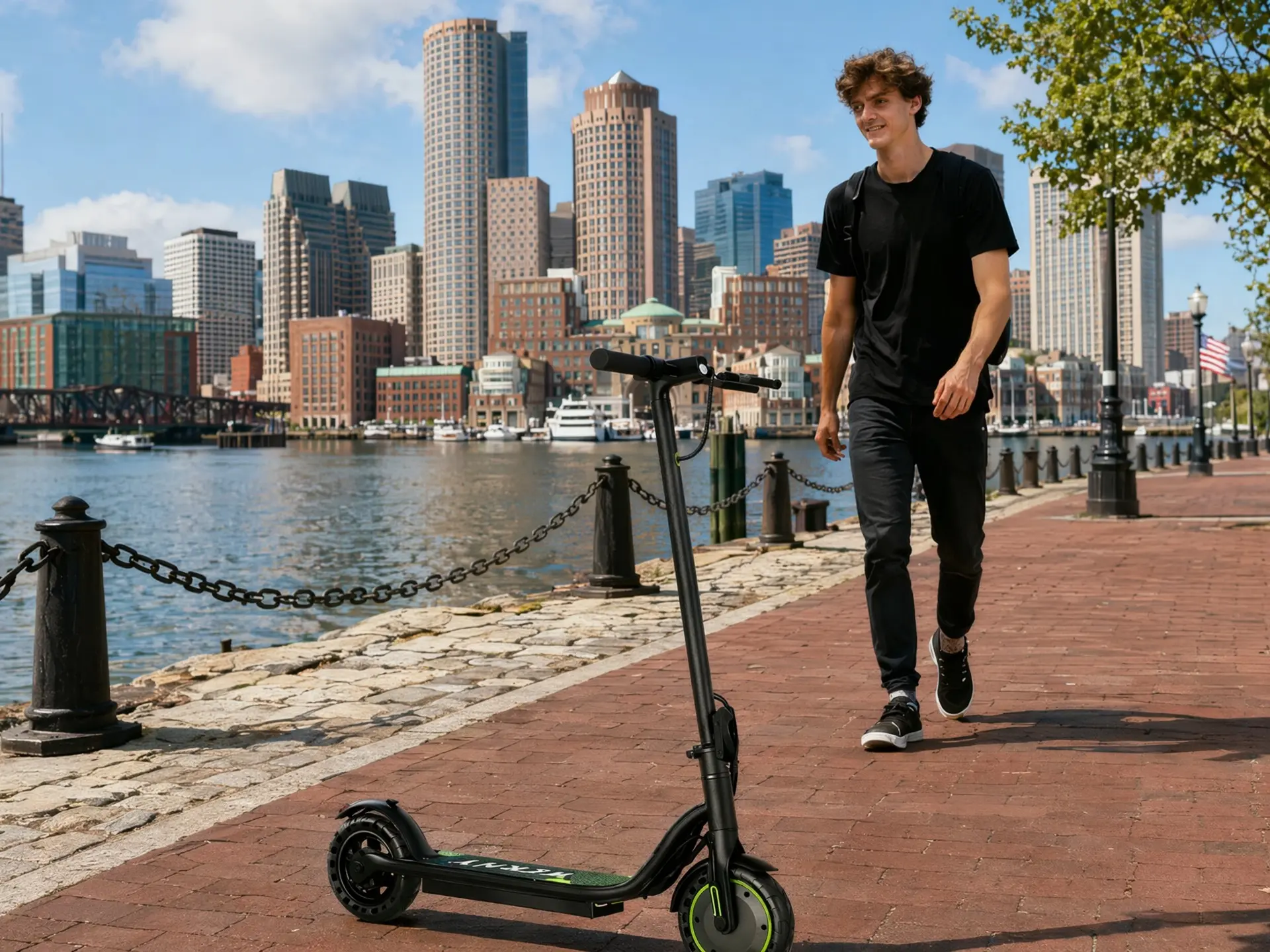 Compact Foldable Commuter Electric Scooter - 350W Motor, 8.5" Solid Puncture-Proof Tires, App-Connected Function, Safe Double Brake System for Sports & Outdoor Fitness Use, Solid Tire