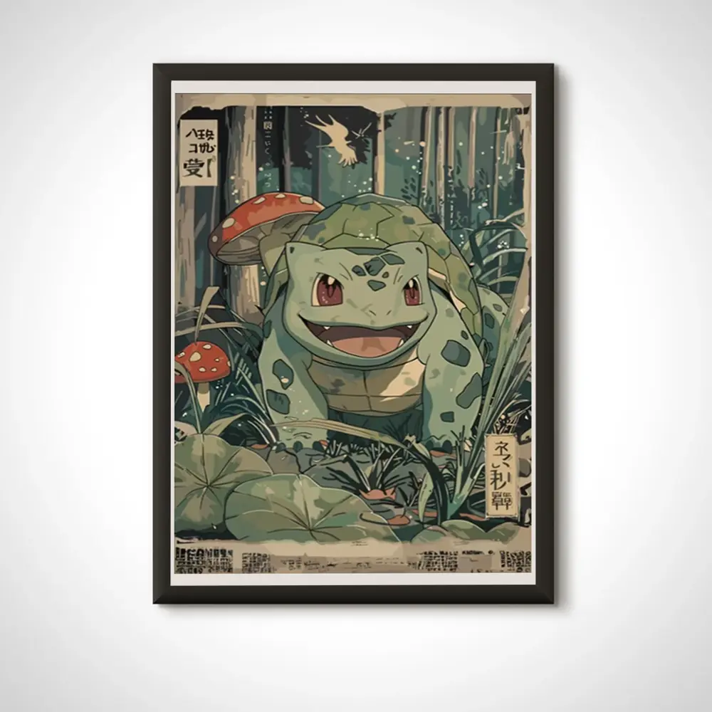 Bulbasaur: Japanese Tapestry Style Pokemon TCG Anime Poster Unframe Poster/Canvas 1.5 in Frame