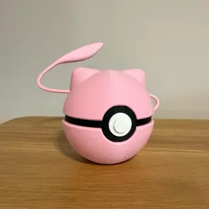 #0151 Mew Ball - High-Quality PLA 3D Printed Pokeball Figurine for Display Officially Licensed by N3D Perfect for Pokémon Fans