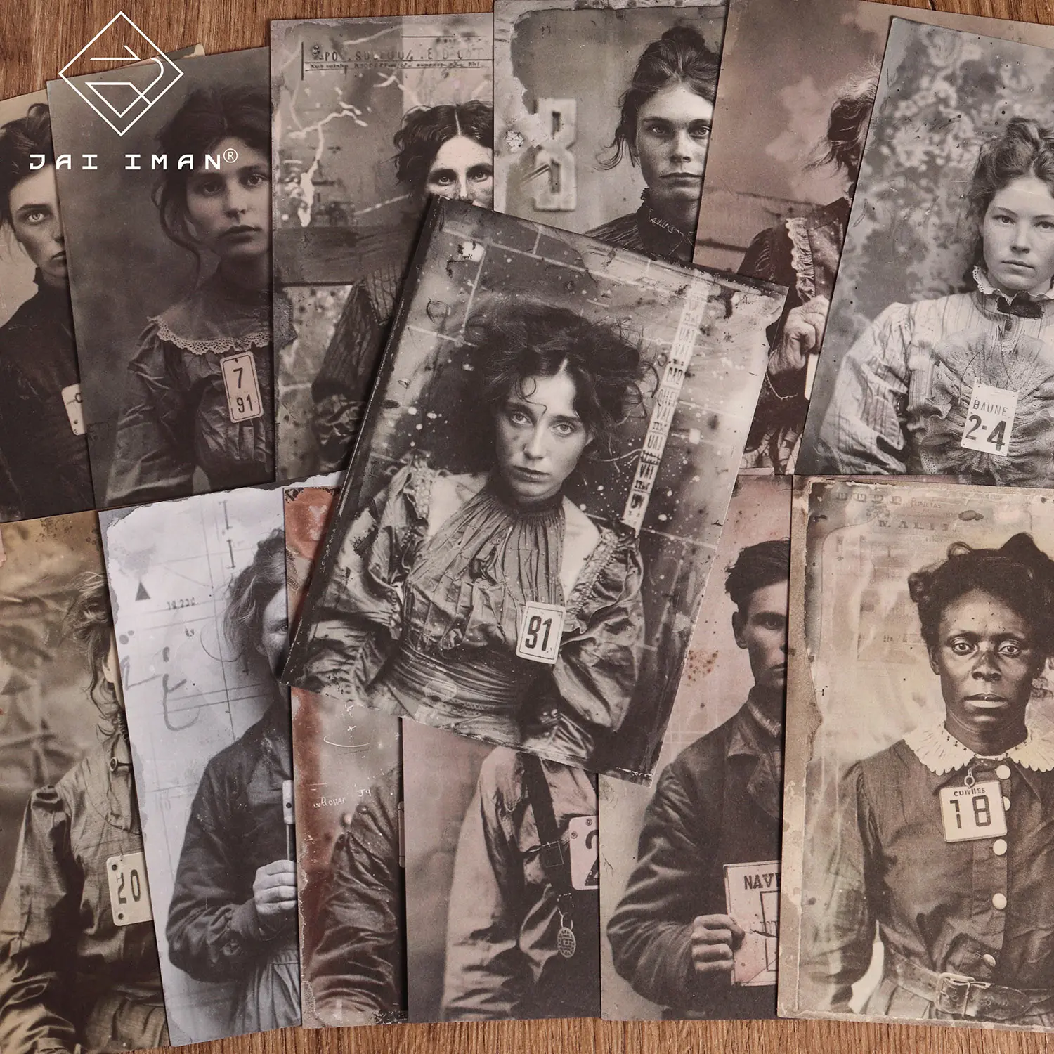 JAIIMAN 32sheets Vintage 1900s Mugshot Photos DIY Decorative Paper, Unique Aesthetic, for Scrapbooking Supplies, Journaling Supplies, Craft Albums, Collage Decoration, Card Making, Nostalgic Artwork, Paper Craft, Diary Accessories