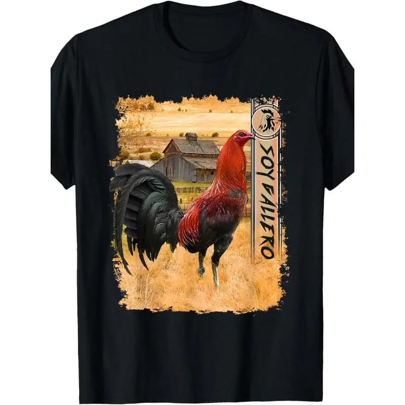 Men's Soy Gallero Rooster Graphic T-Shirt, Casual Short-Sleeve 100% Cotton Crewneck for Sports and Parties, USA-Made, Tshirt, Shortsleeve