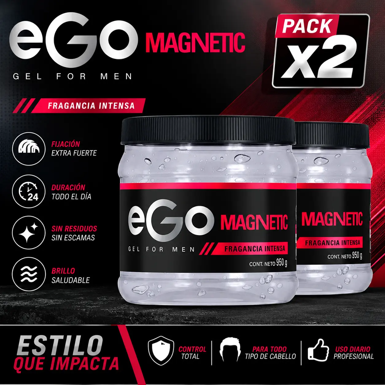 EGO Gel para Cabello for MEN 950 GR MAGNETIC- fragancia intensa