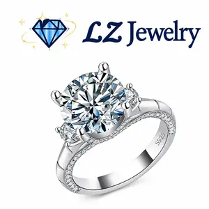 #18 (Aurora 5CT ) 925 Sterling Silver Synthetic Moissanite Ring