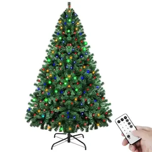 Prelit Christmas Tree 6ft with Remote Control 8 Light Modes 250 LED Lights 1000 Branch Tips Easy Assembly Holiday Décor for Home