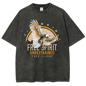 Vintage Free Flight Retro Graphic Washed T-Shirt, "Free Spirit Unrestrained" Eagle Graphic, Bold And Free T-Shirt, Street Style, Unisex