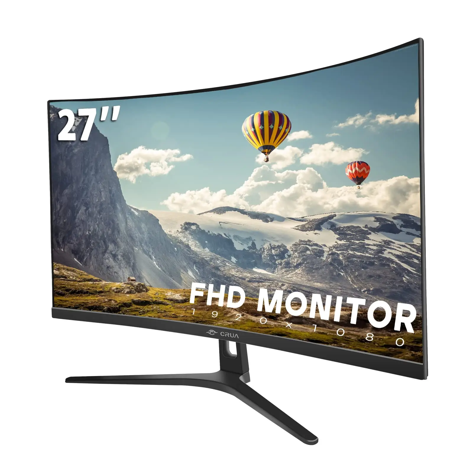 CRUA 27" FHD 1080P 100Hz Curved Computer Monitor, 1800R, HDMI/VGA, Black | VA Screen, 120%sRGB, Low Blue Light, Three-Sided Narrow Bezel and 100x100mm Wall Mount for Office, Dormitory, Movies and Work