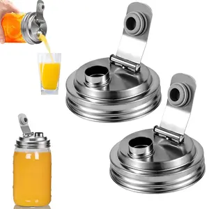 Fcm Certified Mason Jar Lid with Handle, Stainless Steel Food Grade Storage Canning Lids, Durable & Leak-Proof Design for Home Use