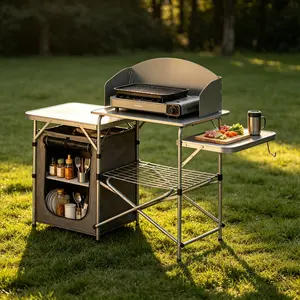 Camping Kitchen Table Quick Setup Lightweight Folding Camping Table with Aluminum Top & Steel Frame 21 lbs Portable Table for BBQ Picnic RV Travel fathersdaygiftideas