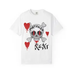 Crypto Rekt Portfolio Skull T-shirt | Crypt Apparel Bleeding Hearts Graphic Tee