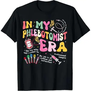 Men's Oversized Fit Breathable Cotton Fabric Phlebotomy Era Groovy Phlebotomist Tech Nurse T-Shirt