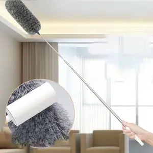 Grey extendable duster - for cleaning ceilings, removing cobwebs from gaps, and dusting. A must-have dust-cleaning tool! wall mop soft surface safe brush hand held telescopic tool lightweight
