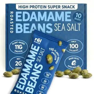 Rel Snacks Sea Salt Crunchy Roasted Edamame Beans 0.9OZ 10 Pack Protein Fiber High Protein Low Carb Keto Friendly Snack