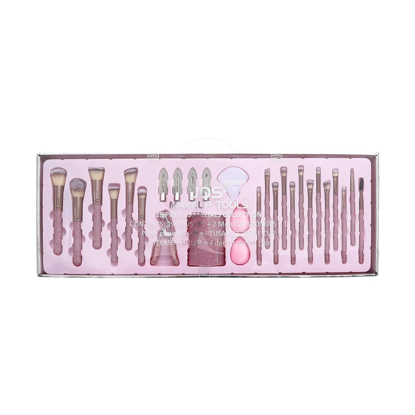 28-Piece Professional Brushes Kit with Pink Diamond Glitter Handles & Storage Cup, Ultra-Soft Synthetic Bristles for Sensitive Skin, Concealer Brush Makeup, Makeup Brush Set