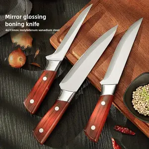 3-Piece Professional Butcher Knife Set, Handmade Stainless Steel Boning Knife and Fish Fillet Knife, Multi-Purpose Cooking Kitchen Carving Tools for Chefs, Chef Knives