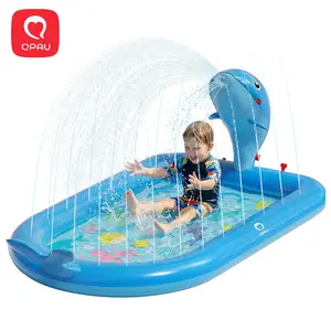QPAU Unique Gifts for One Year Old,Blue Whale Toy Splash Pad for Toddlers, Inflatable Pool as Birthday & Children's Day Gifts for 1 Year Old Girls ＆ Boys