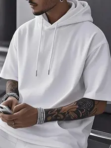 Oversized Black Short-Sleeve Hoodie | #tiktokshopblackfriday Deals | Urban Streetwear Style Graphic Hooded Tee | Soft Comfortable Casual OOTD | #summerfashion #streetwear #casualwear Must-Have | Trendy Relaxed-Fit Hoodie