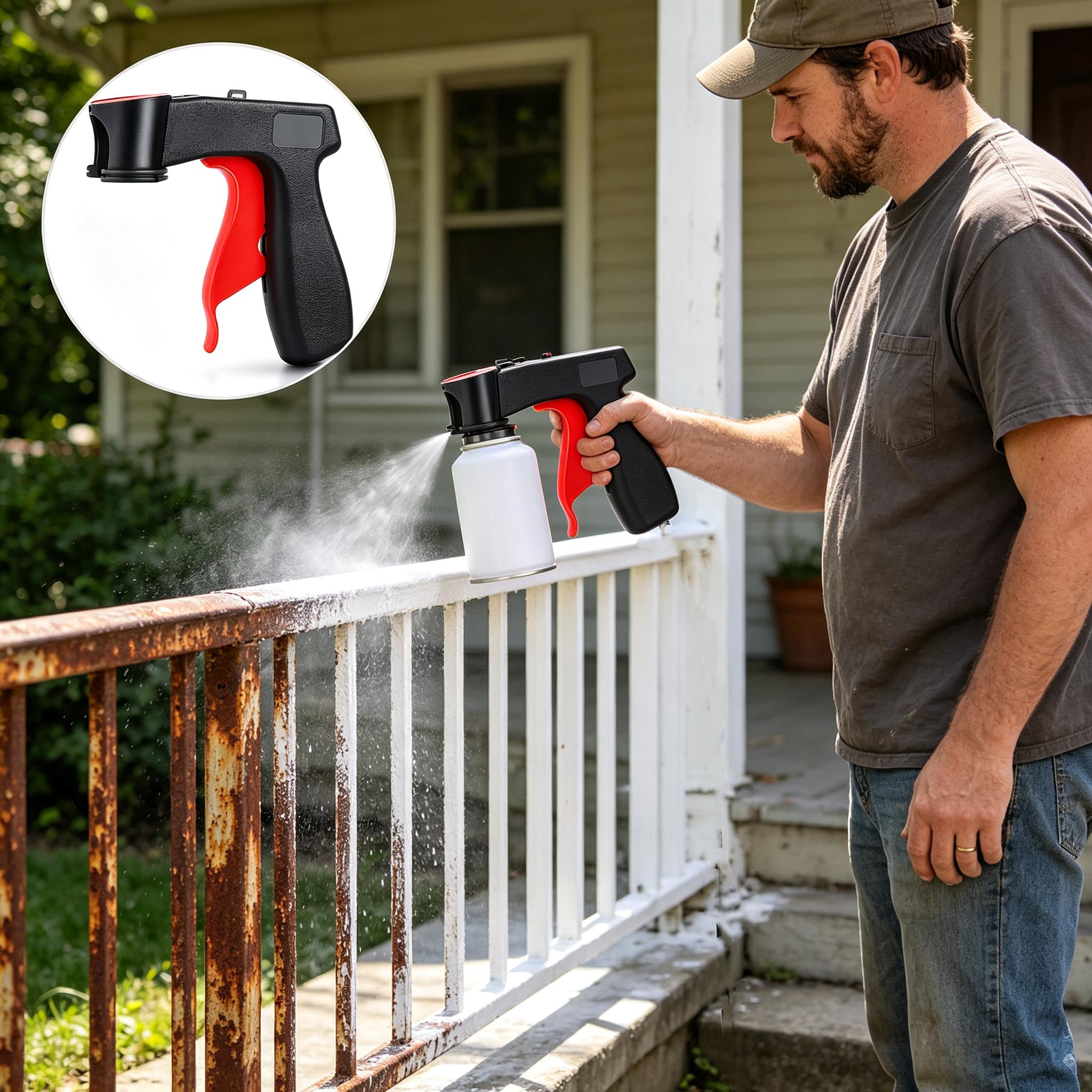 Plastic Universal Aerosol Spray Can Handle - Ergo Grip Strength Training Equipment for Car Recoloring, Quick Install, Finger Relief, Portable Arm Support, Prevents Sore Fingers (Paint Can Not Included)