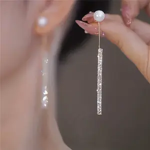 Shiny Pretend Pearls Decorative Pendant Earrings, Elegant and Sexy Silver Plating Jewelry, Exquisite Women's Earringsaccessories llave  stilson
