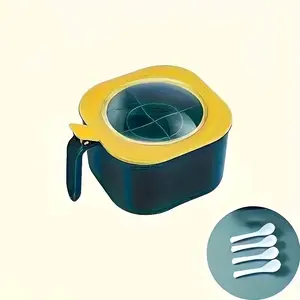 4-In-1 Large Capacity Seasoning Box with a Lid And Spoon Is Available.  It Is Ideal for Organizing Spices in a Home Kitchen, Perfect for Salt Containers And Combinations.