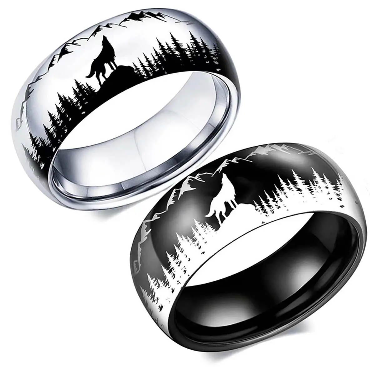 [Limited-Time Event] Men's Timberwolves Artificial Gemstone Ring - Classic Forest Statement Multi Ring, Powerful Theme Wolf Motif Loyalty Jewelry, Daily Wear Versatile Exquisite Fashion Accessory, Rings