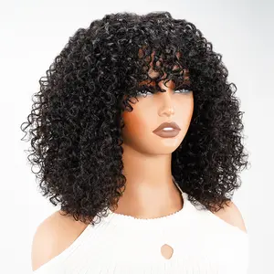 QVR  WIG Glueless SKC Jerry Curly Short Bob Human Hair Wig with Bangs Honey Water Wave Blonde Color for Women Nature Body Flip Big Summer Deals