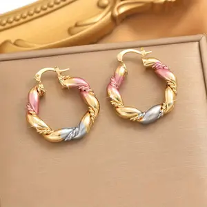vertical helix Earrings Women’s New Creative  Colorful Hand-Painted Spiral Design Holiday Gift For Wife Woman Hoop