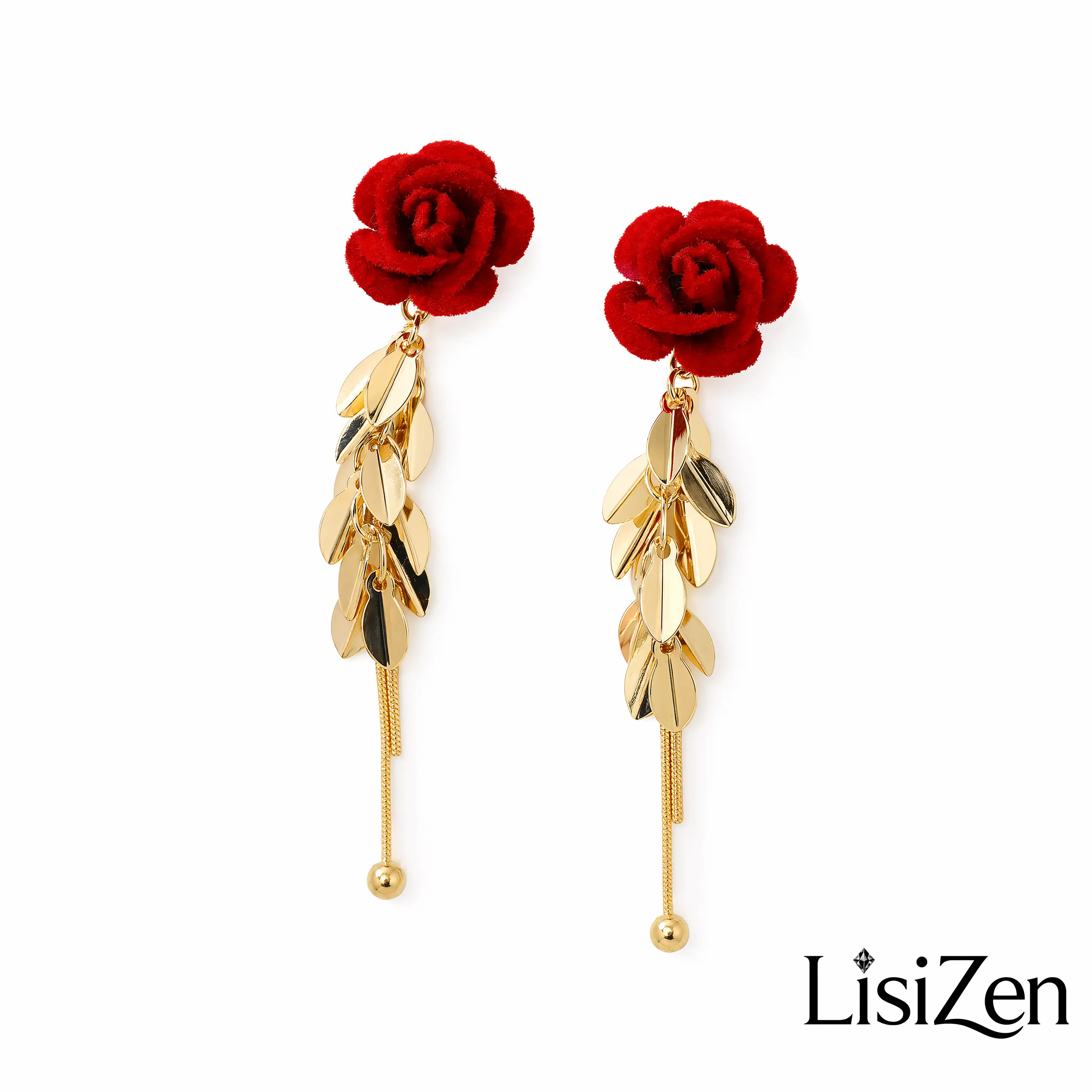 Red Rose Heart Drop Dangle Earrings, Fashionable French Retro Coquette Flocked Tassel Jewelry for Women, Lightweight Valentines Day Gift, Fashionable Earrings, Valentines Day Jewelry, Classic Style Earrings