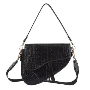HDE Crocodile PU Leather Shoulder Bag with Magnetic Button & Zipper Closure Versatile with Two Detachable Straps Fashion Purses for Women