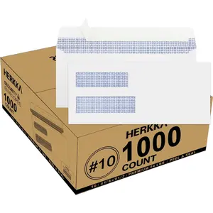 1000 Pack #10 Double Window Security Self-Seal Envelopes, 4-1/8 x 9-1/2 24LB White, Suitable for Business Statements, Quickbooks Invoices and Return Envelopes