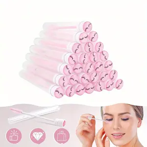 40pcs tube set eyelash brush, makeup brush, eyebrow comb, beauty eyelash brush, eyelash brush with tube for eyelash extension Pink