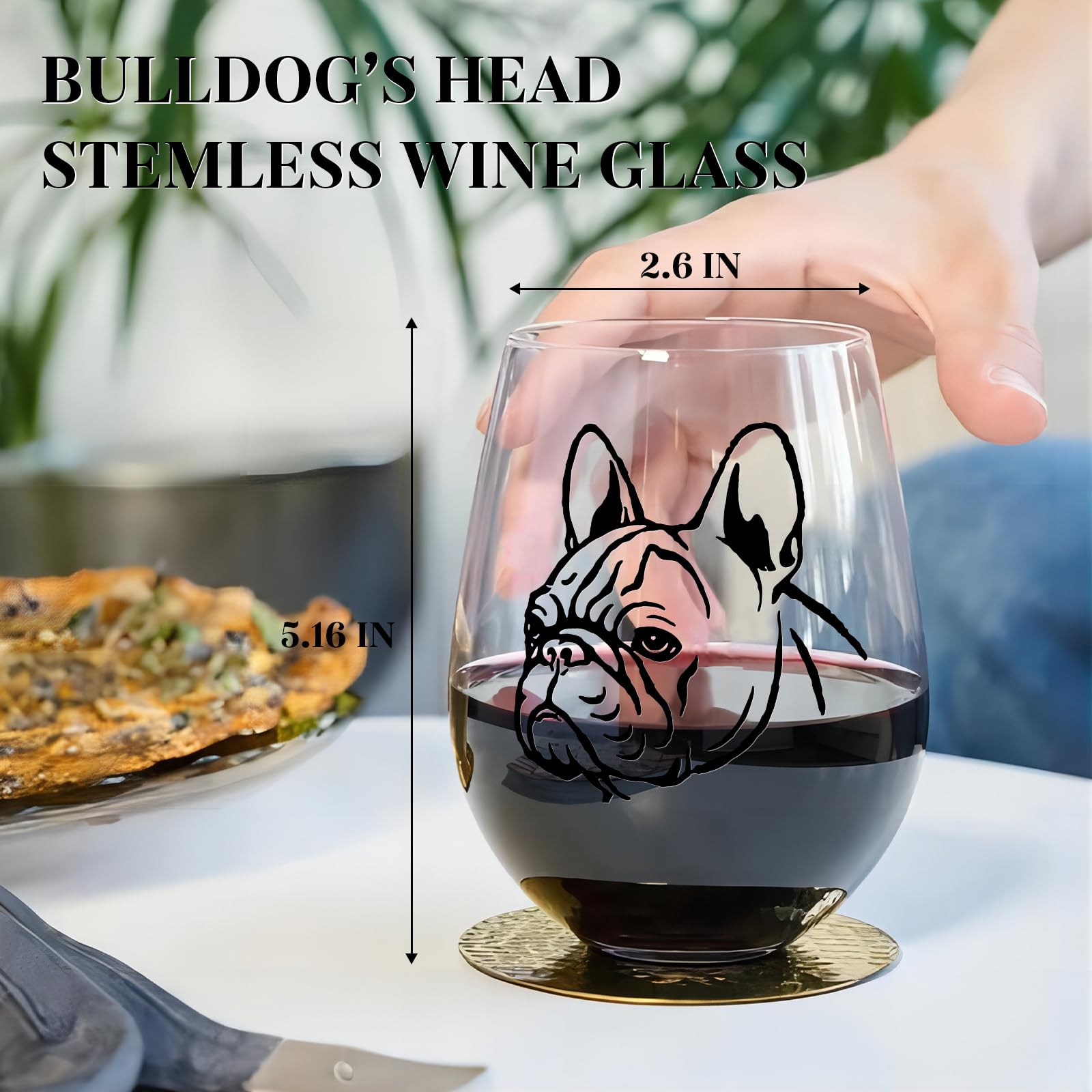French Bulldog Wine Glasses Set 2 - Funny&Cool Bulldog Puppy Dog Gifts for BullDog Lovers - Drinkware Round Indoor