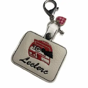 Charles Leclerc CL16 Helmet Embroidered Puff Keychain with Signature for Fans