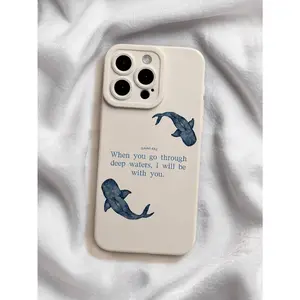 1pc Whale Shark Pattern Slogan Anti-Drop Phone Case, Compatible With Iphone 13/11/17/17pro/16/14/15/15pro/15 Plus/15 Promax/7plus/8plus/X/Xs Max/Xr