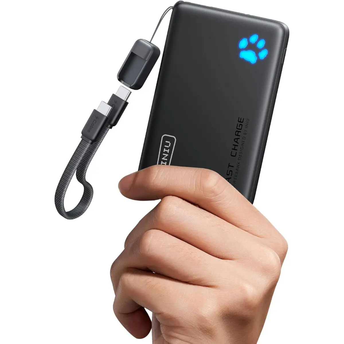 Portable Charger, Ultra Slim 45W Fast Charging with Attached USB C Cable, Flight-Safe 10000mAh PD Power Bank Battery Pack, Travel Essential Phone Powerbank for iPhone 17 16 Samsung S25 Google etc