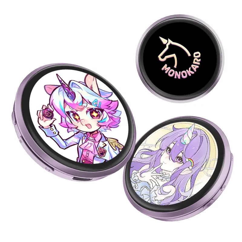 monokaro E-Badge Customizable Smart Digital Display Badge with IPS Touchscreen Bluetooth Photo GIF Upload 18 Hours Battery AI Images 360x360 Resolution for Self Expression & Fashion