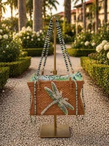 Dragonfly Crystal Woven Handbag