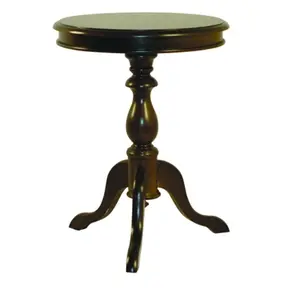 212 MAIN Eva Classic Solid Wood Round Outdoor Side Table (1925-NC Model) - Round Shape, Lathe-Turned Design, Pedestal Base, Rich Finish, Solid Wood Table