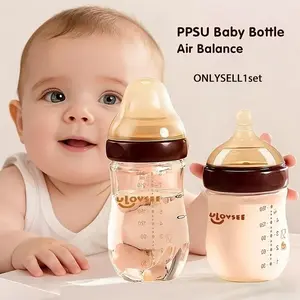8.12 oz / 5.41 oz PPSU Baby Bottle - Wide-mouth bottle with an air-release valve/vent at the bottom; heat-resistant bottle suitable for newborns; lightweight, wide-mouth design for easy cleaning; durable gift Newborn Nursing Bottle Milk Bottle